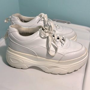 Dolls Kill: White Platform Sneakers